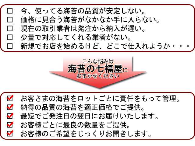 海苔の七福屋におまかせください。