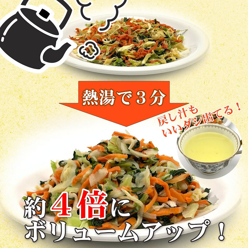 【送料無料・ポスト投函】　乾燥野菜国産ミックス100g キャベツ にんじん 小松菜 玉ねぎ ラーメン、みそ汁の具