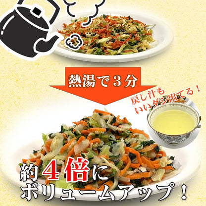 【送料無料・ポスト投函】　乾燥野菜国産ミックス100g キャベツ にんじん 小松菜 玉ねぎ ラーメン、みそ汁の具