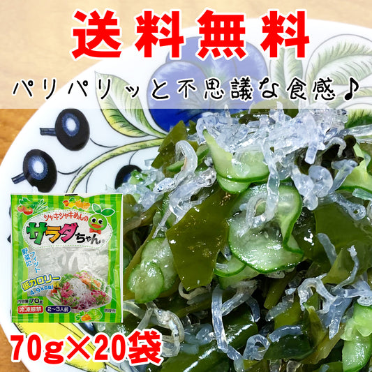 ケース販売　送料無料！海藻サラダちゃん70ｇ×20袋　同梱で送料無料（北海道・沖縄・離島は送料別途必要）